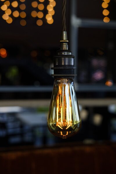 Edison Light bulb used as a focal point in a light fixture. 